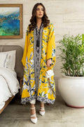 Mustard Yellow Printed Kurta with White Pants